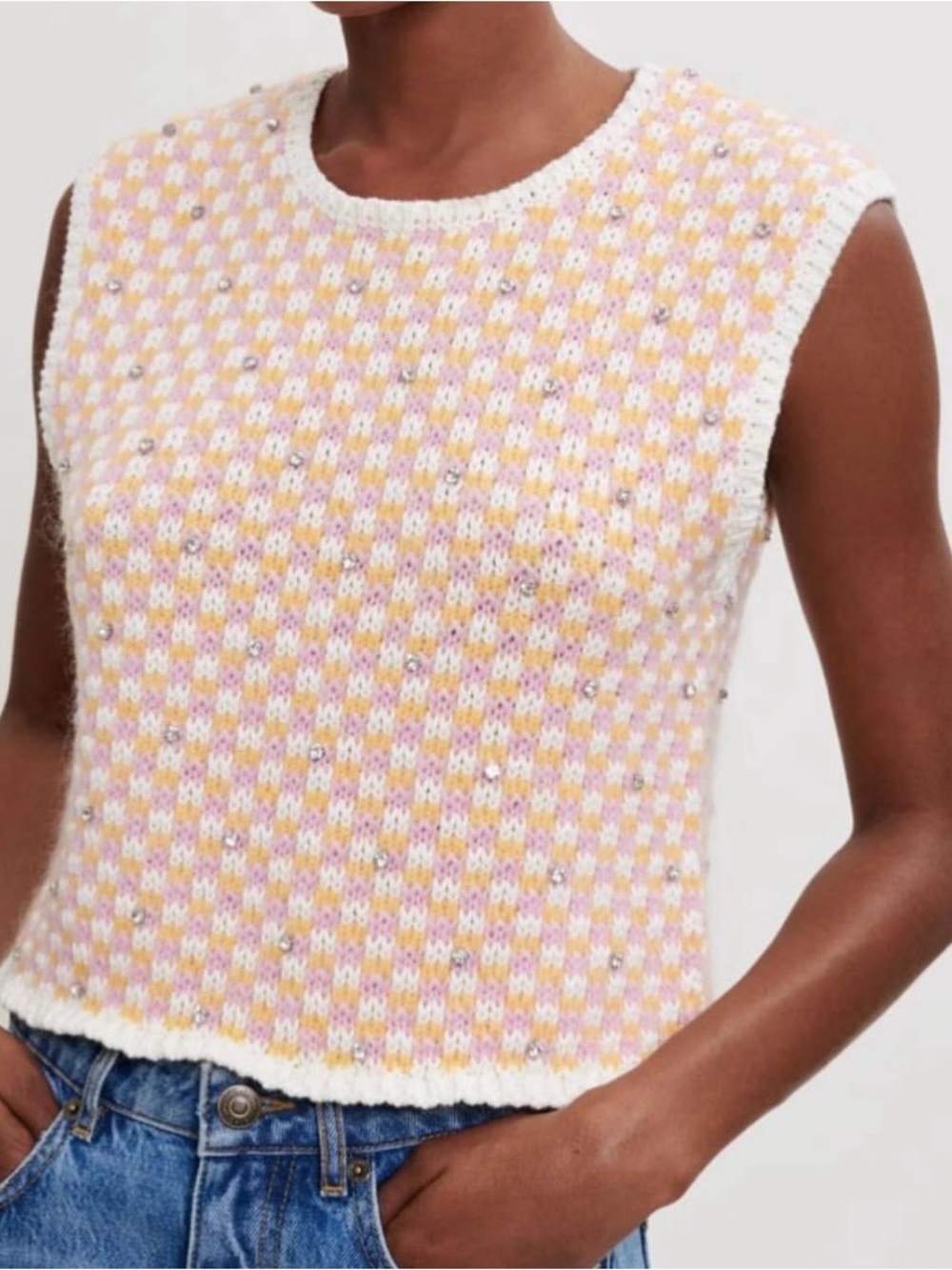 Maje Decorative knit and rhinestone jumper